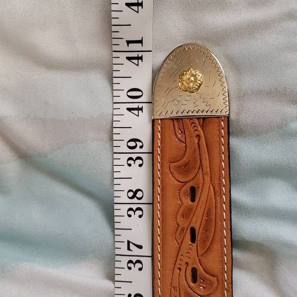 Tooled Western Leather Belt Size 36 - Picture 9 of 13